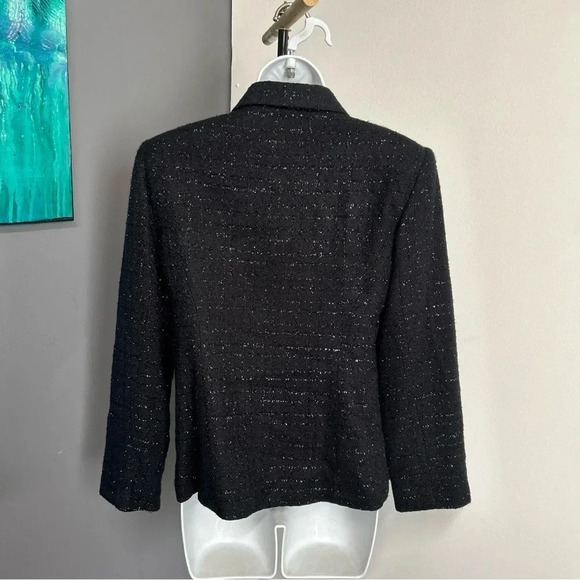 Women’s 8 Petite Zip Front Blazer Metallic Pockets‎ Lined Career Corpcore - Picture 4 of 13